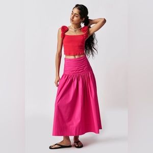 Shona Joy Estela Ruched Midi Skirt Free People